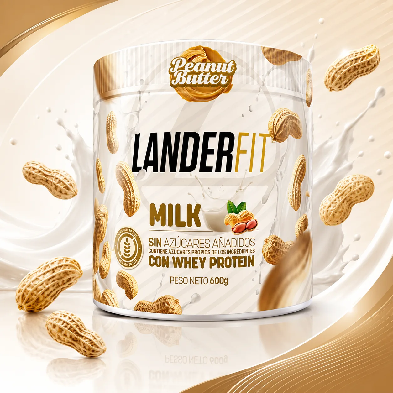 LanderFit Peanut Butter Milk con Whey Protein – Gluten Free